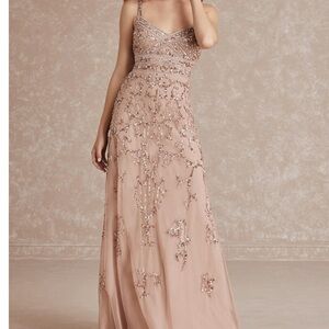 Adrianna Papell Blush Beaded Maxi Dress